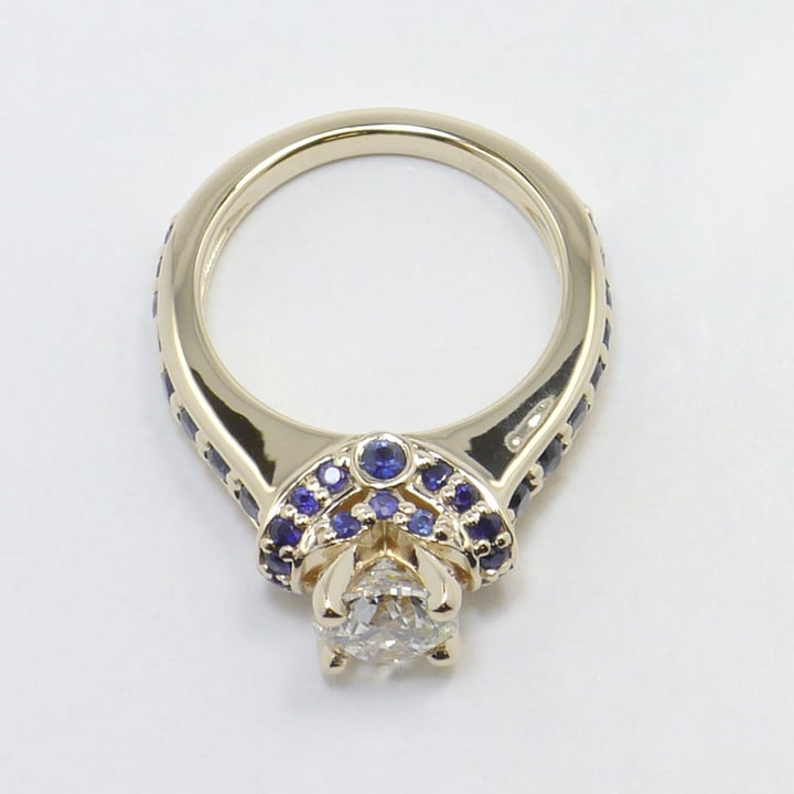 Gold Diamond Ring With Pave Sapphire Band angle 4